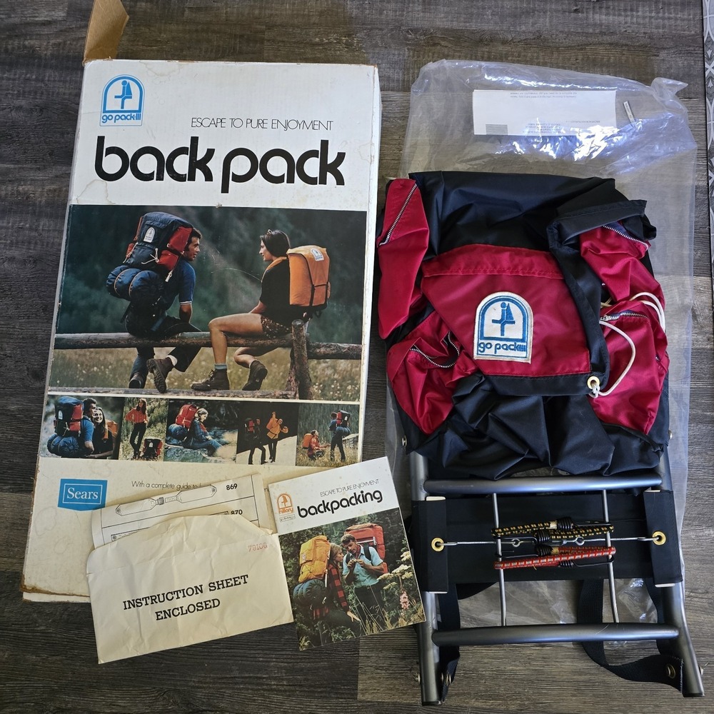 Vintage Sears Go Pack III Backpack Nylon External Aluminum Frame Japan Box Prop
